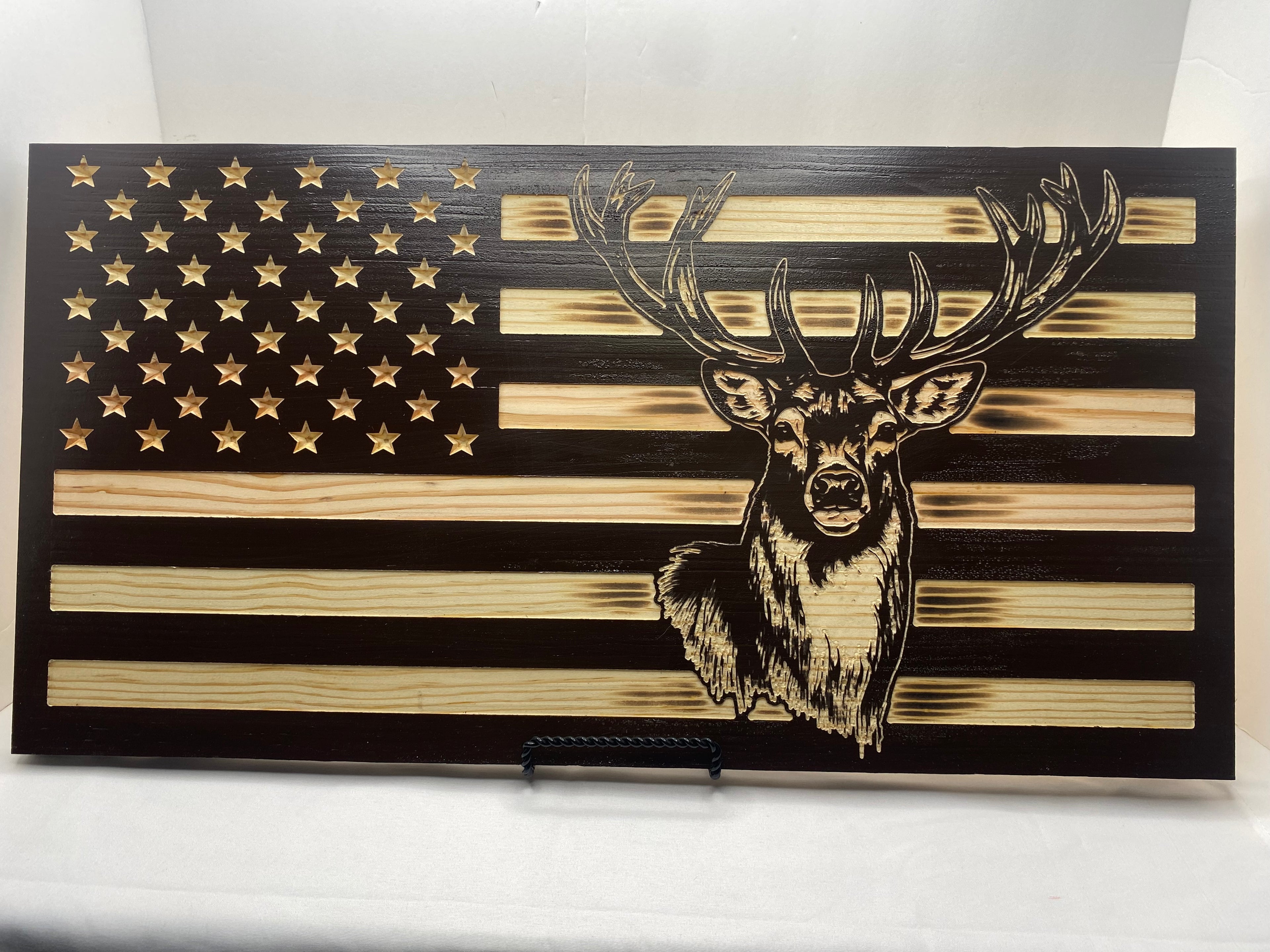 RED STAG DEER WOOD CARVED DEER